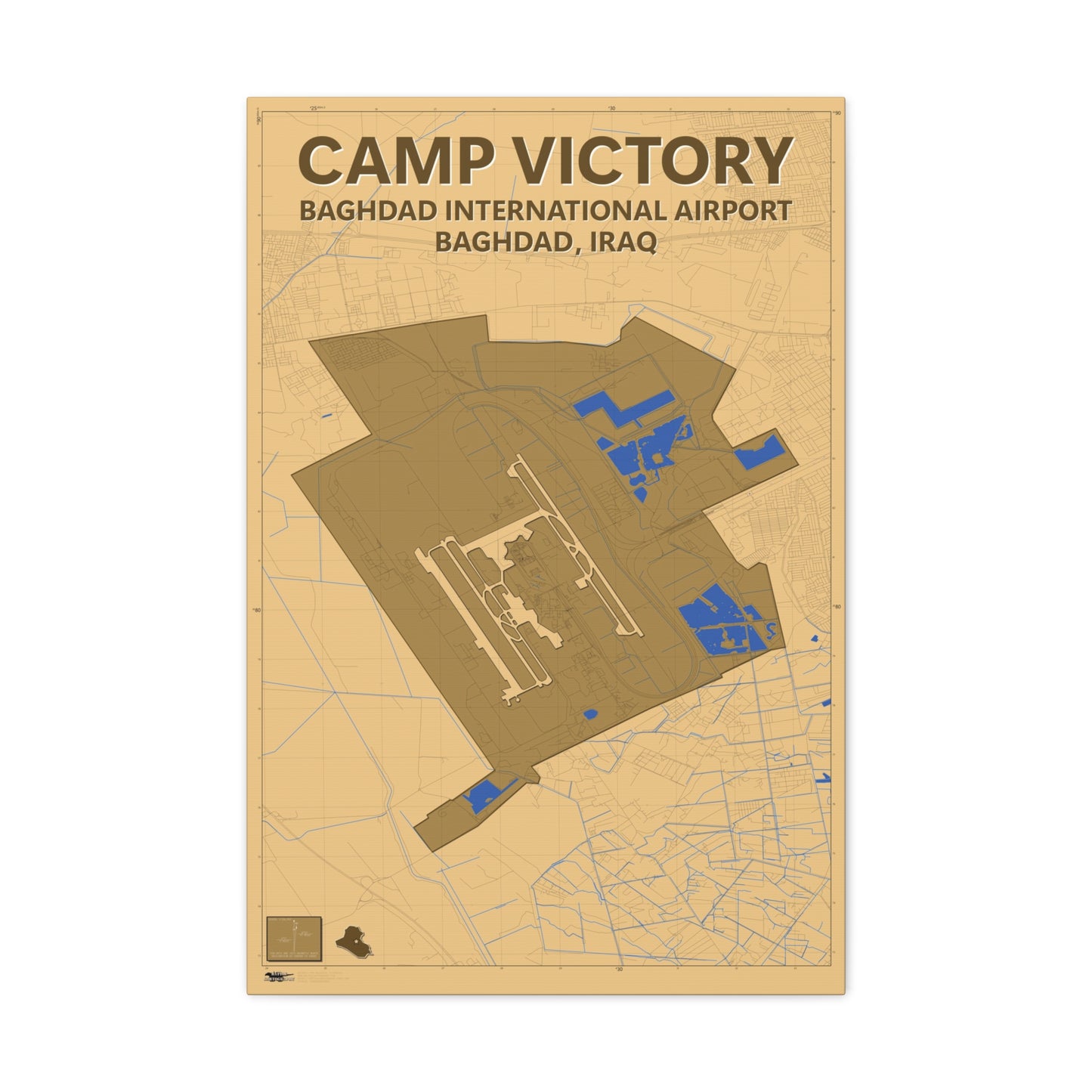 Camp Victory & Baghdad International Airport - Desert Camo - Canvas Map