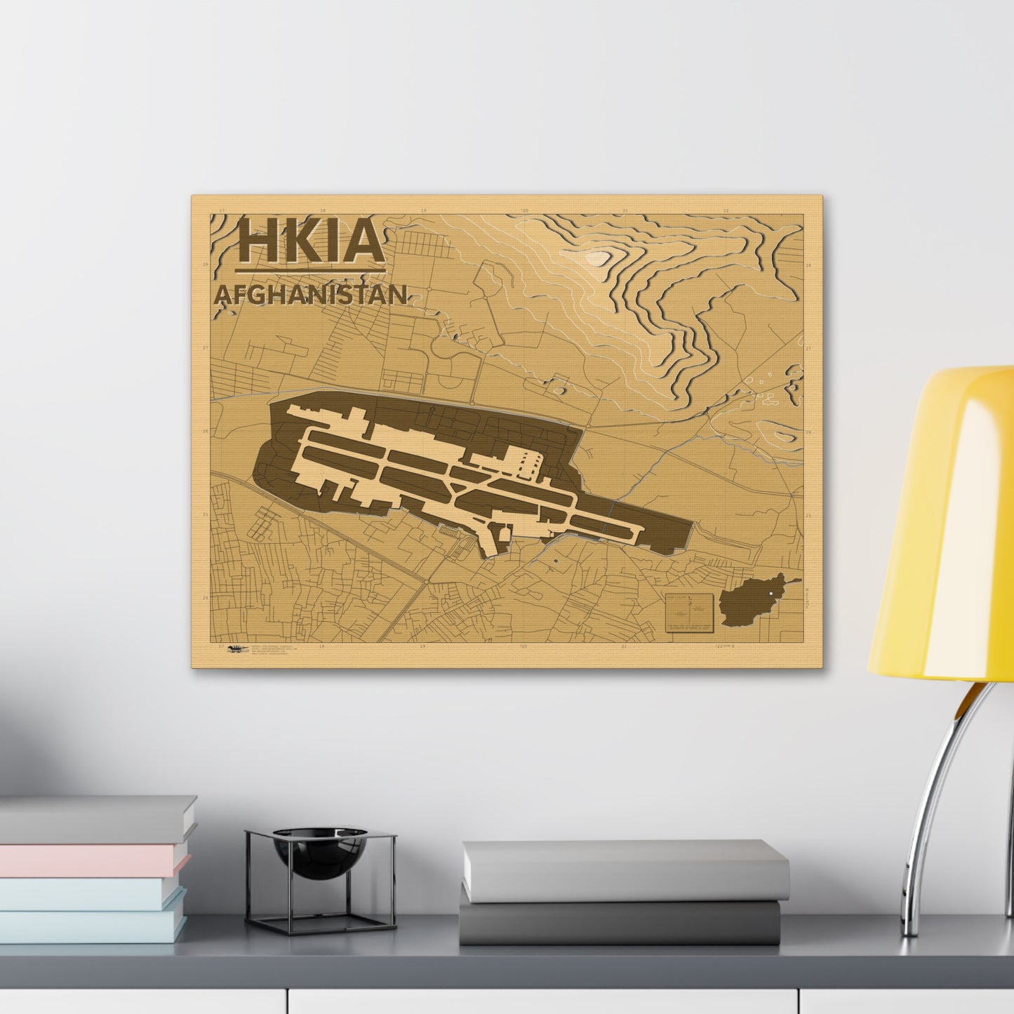 Kabul Airport - Afghanistan - Desert Camo - Canvas Map