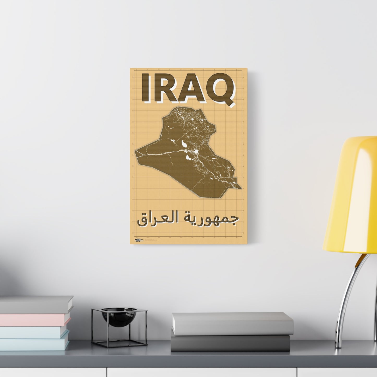 Iraq Desert Camo Map - Matte Canvas, Stretched, 1.25"