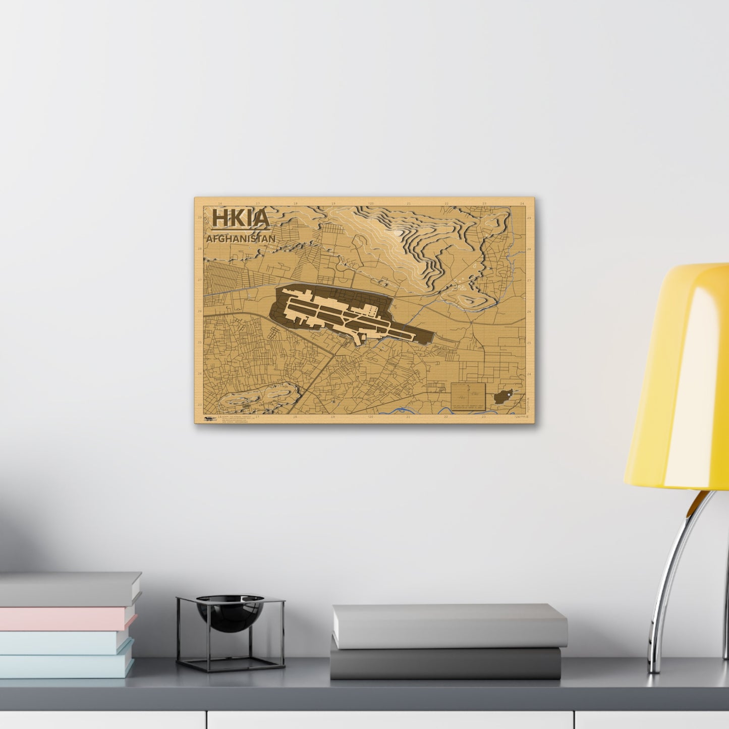 Kabul Airport - Afghanistan - Desert Camo - Canvas Map