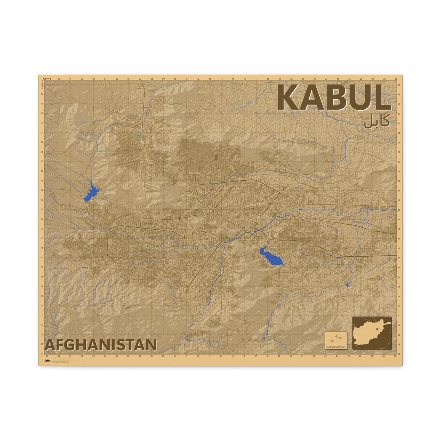 Kabul - Desert Camo - Canvas Map