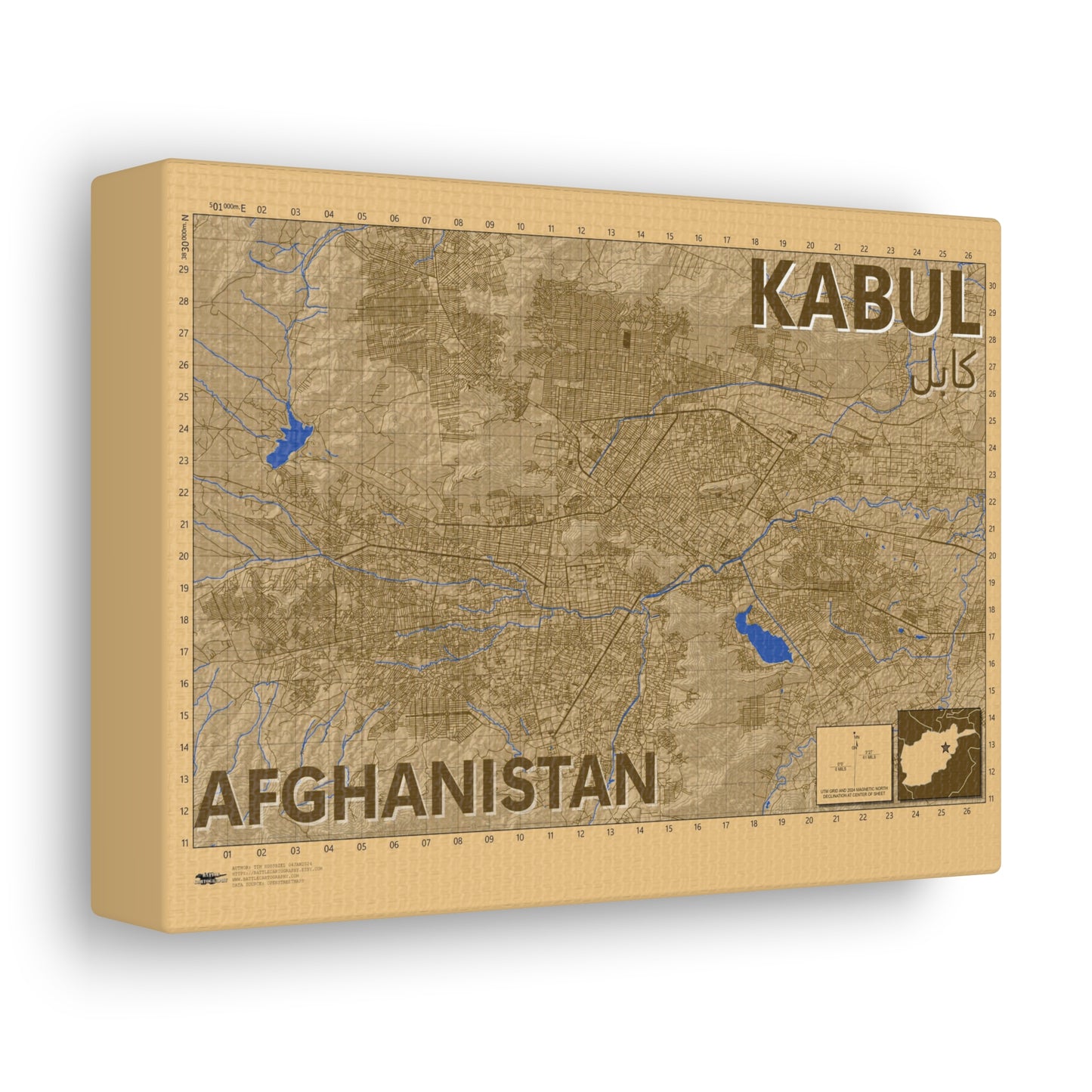 Kabul - Desert Camo - Canvas Map