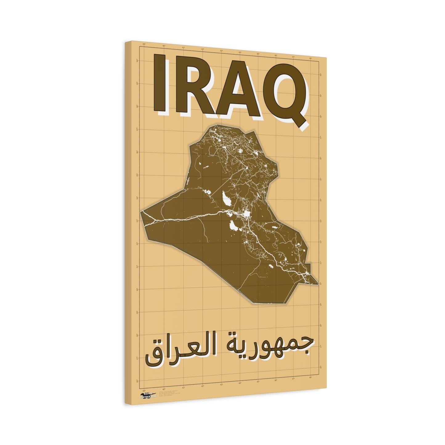 Iraq Desert Camo Map - Matte Canvas, Stretched, 1.25"