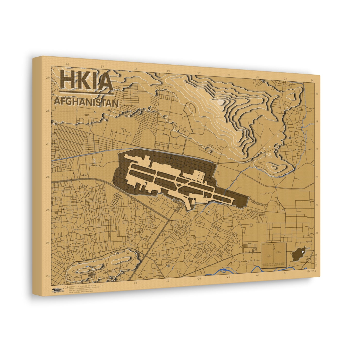 Kabul Airport - Afghanistan - Desert Camo - Canvas Map