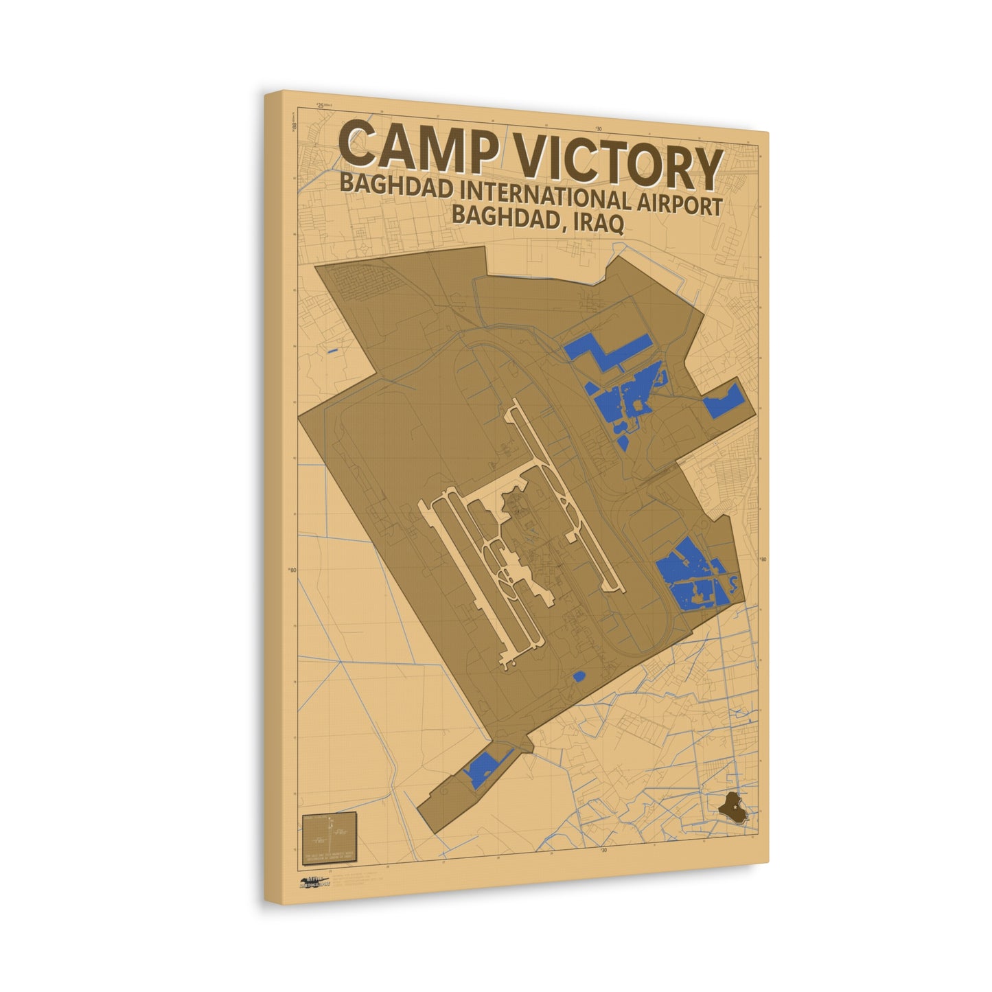 Camp Victory & Baghdad International Airport - Desert Camo - Canvas Map