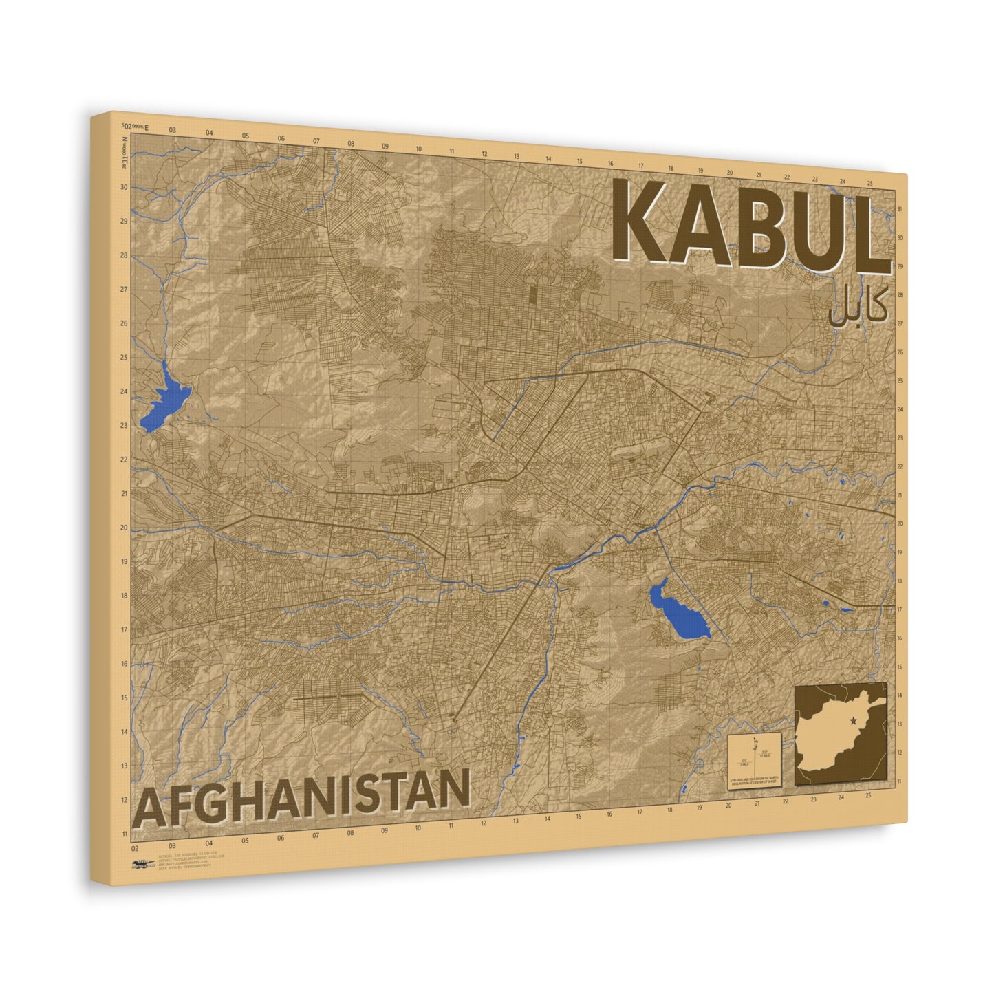 Kabul - Desert Camo - Canvas Map