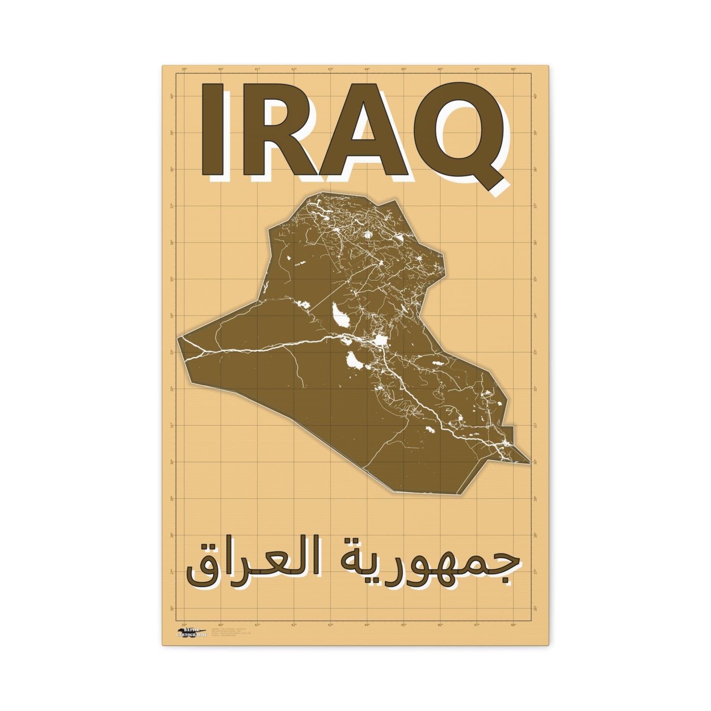 Iraq Desert Camo Map - Matte Canvas, Stretched, 1.25"