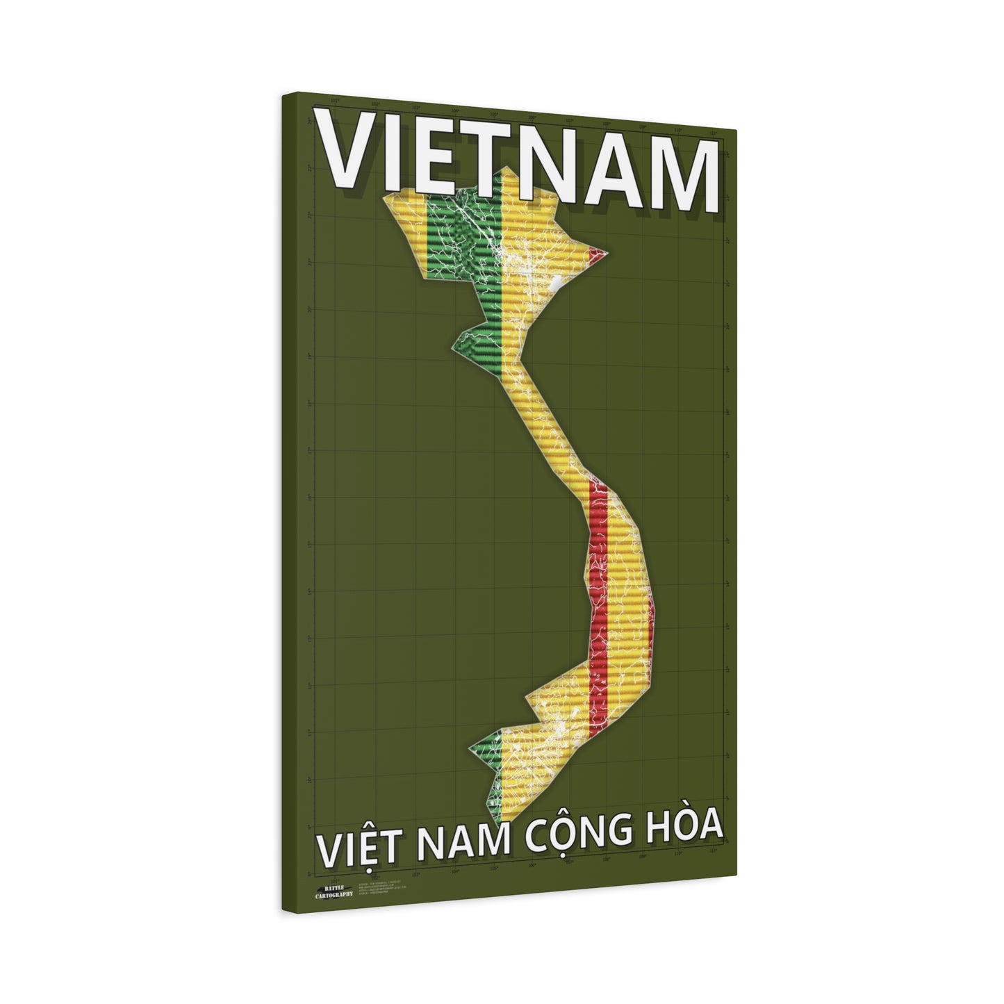 Vietnam Map - Matte Canvas, Stretched, 1.25"