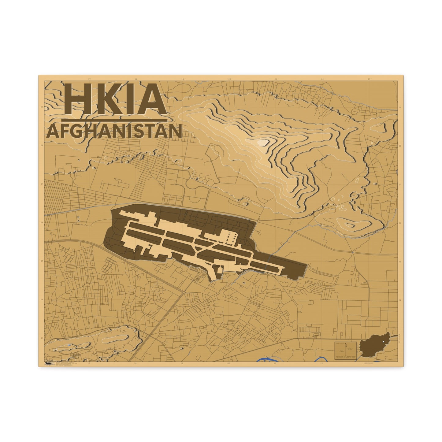 Kabul Airport - Afghanistan - Desert Camo - Canvas Map