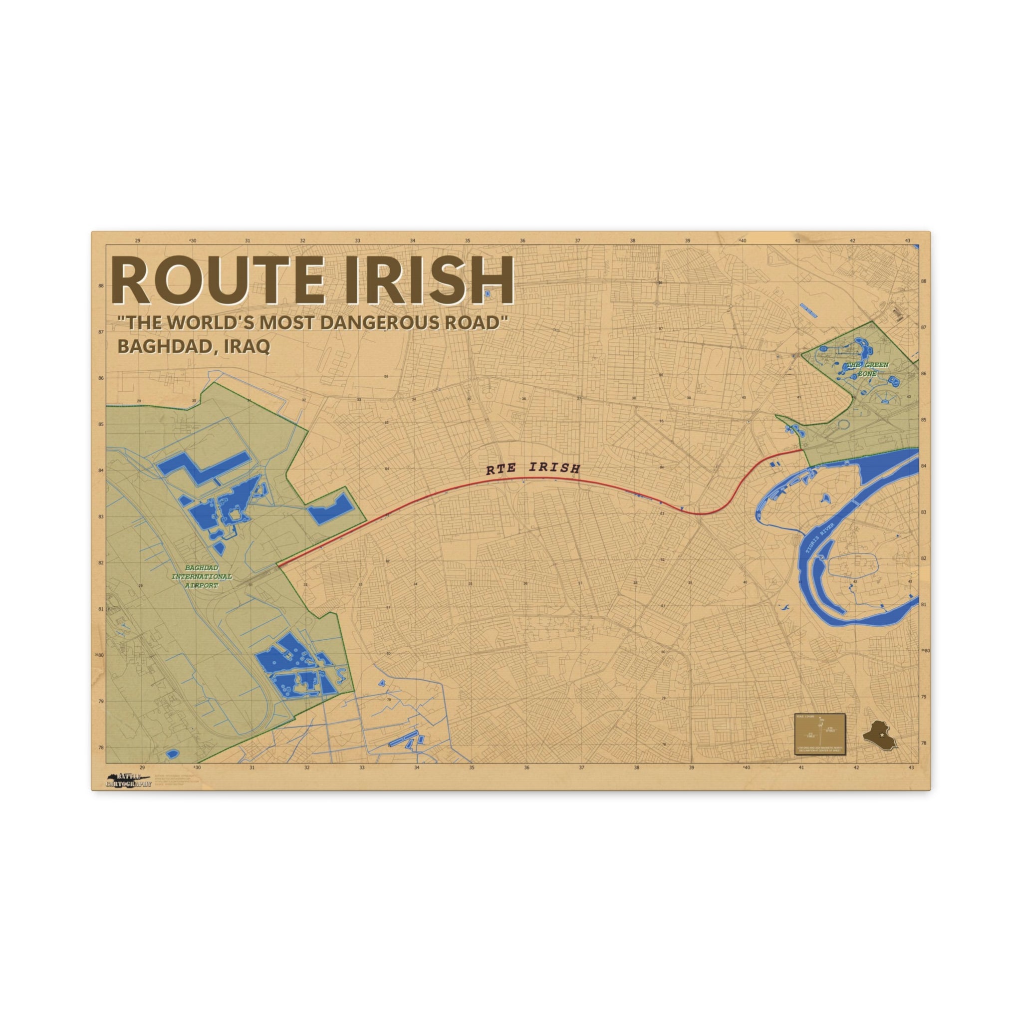 Route Irish - Iraq - Desert Camo - Canvas Map – Battle Cartography