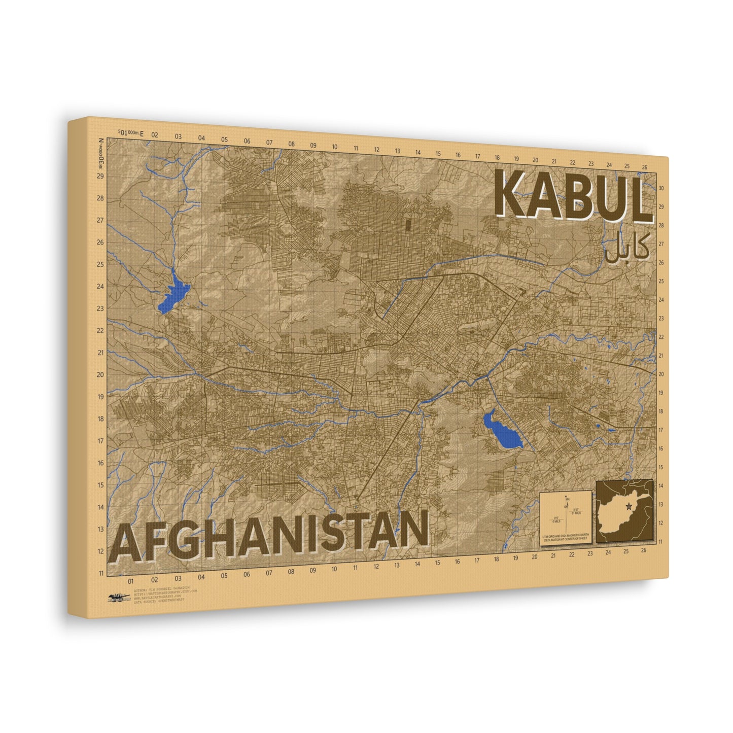 Kabul - Desert Camo - Canvas Map