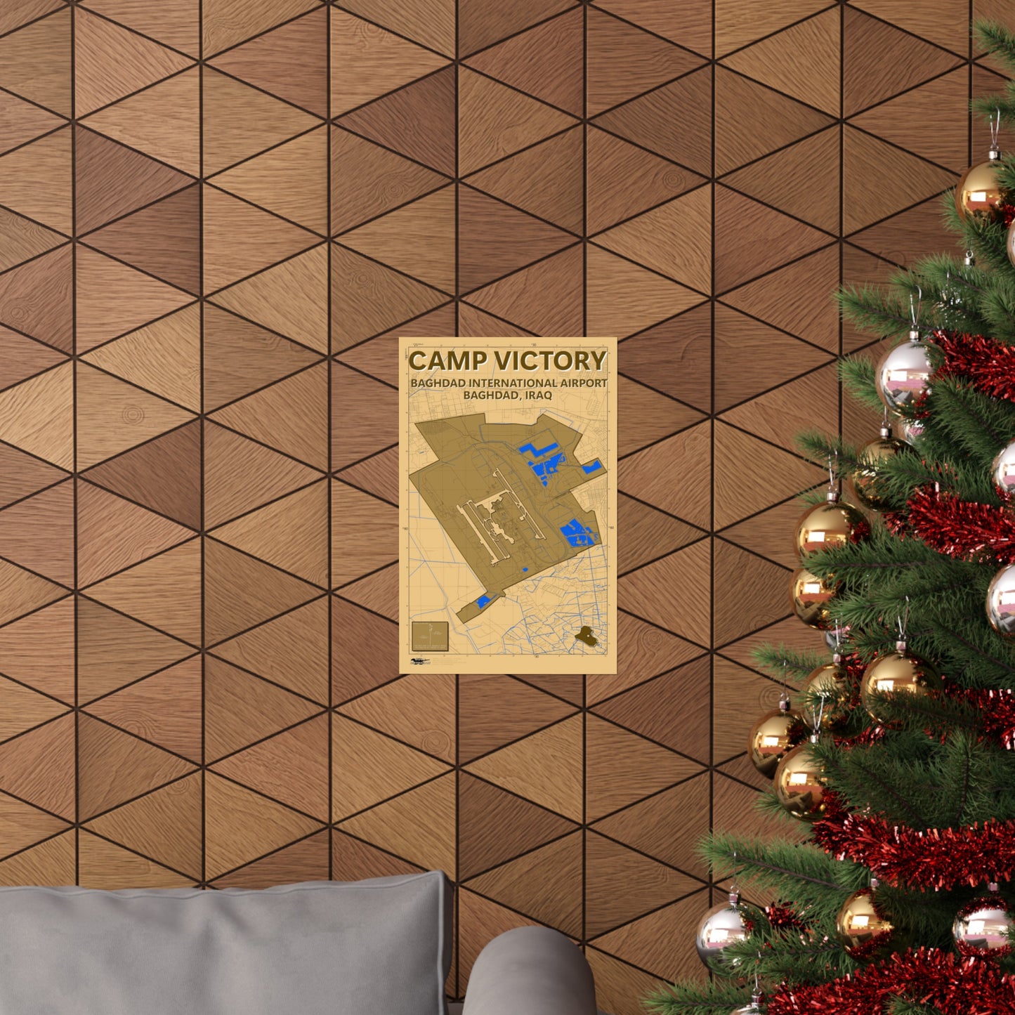 Camp Victory and Baghdad International Airport (BIAP) - Desert Camo Map - Matte Poster