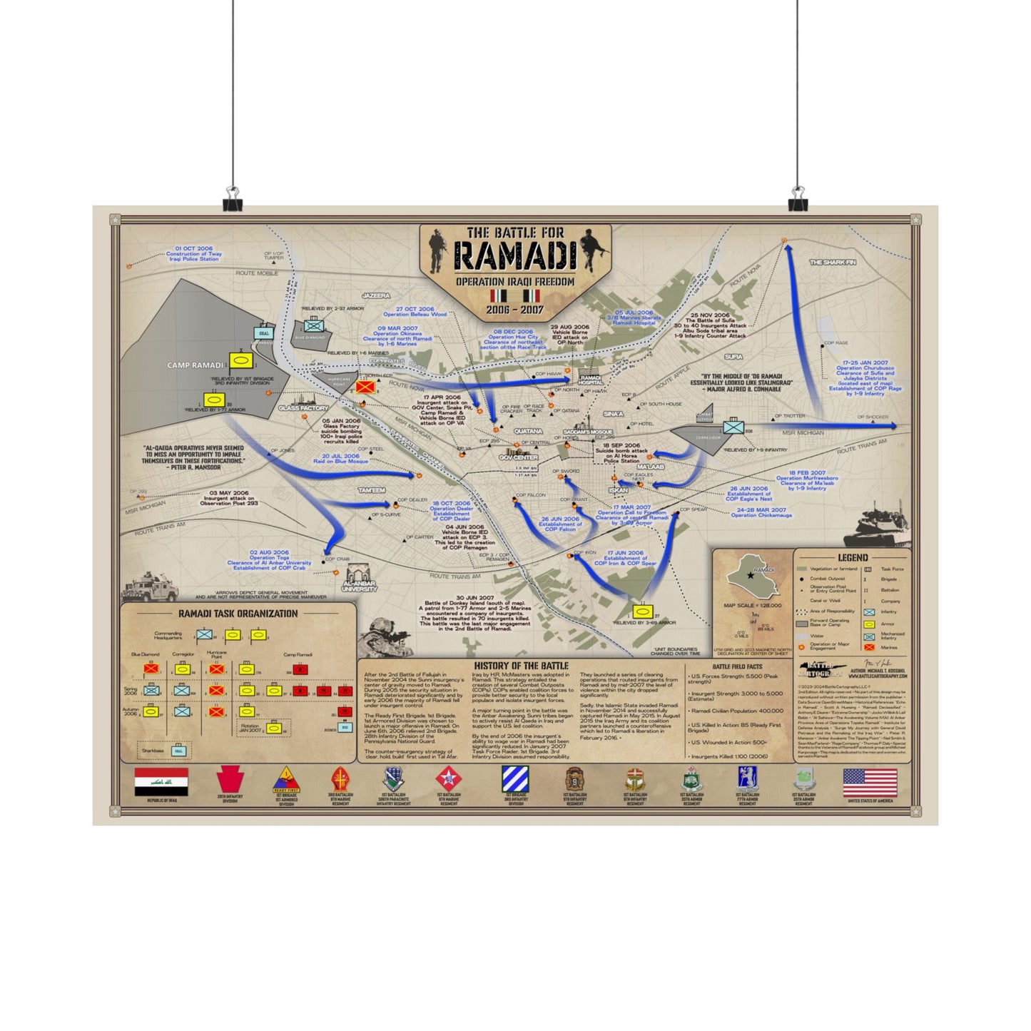 Battle of Ramadi 2006-2007 - Map - Matte Paper Print