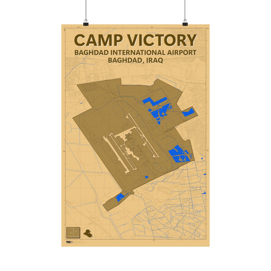 Camp Victory and Baghdad International Airport (BIAP) - Desert Camo Map - Matte Poster