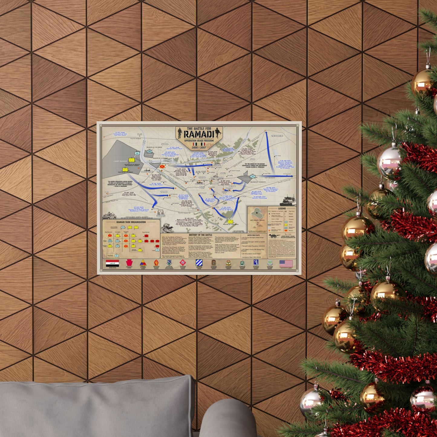 Battle of Ramadi 2006-2007 - Map - Matte Paper Print