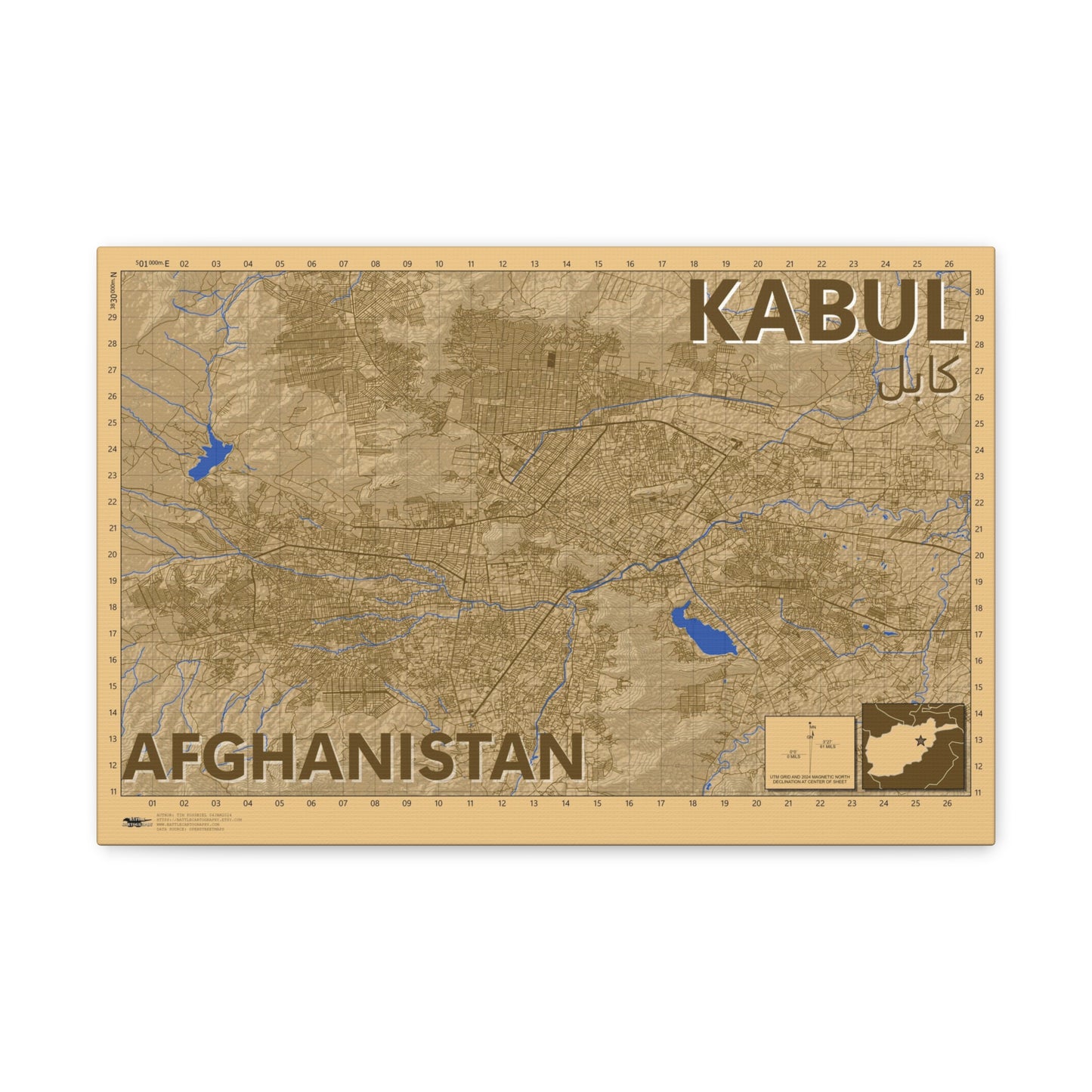 Kabul - Desert Camo - Canvas Map