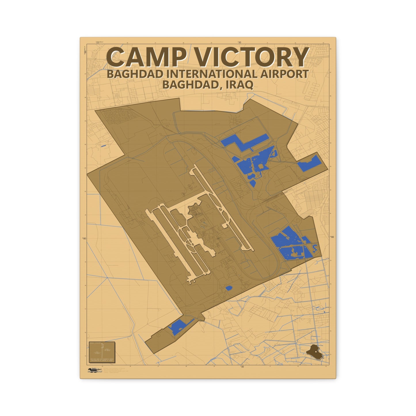 Camp Victory & Baghdad International Airport - Desert Camo - Canvas Map