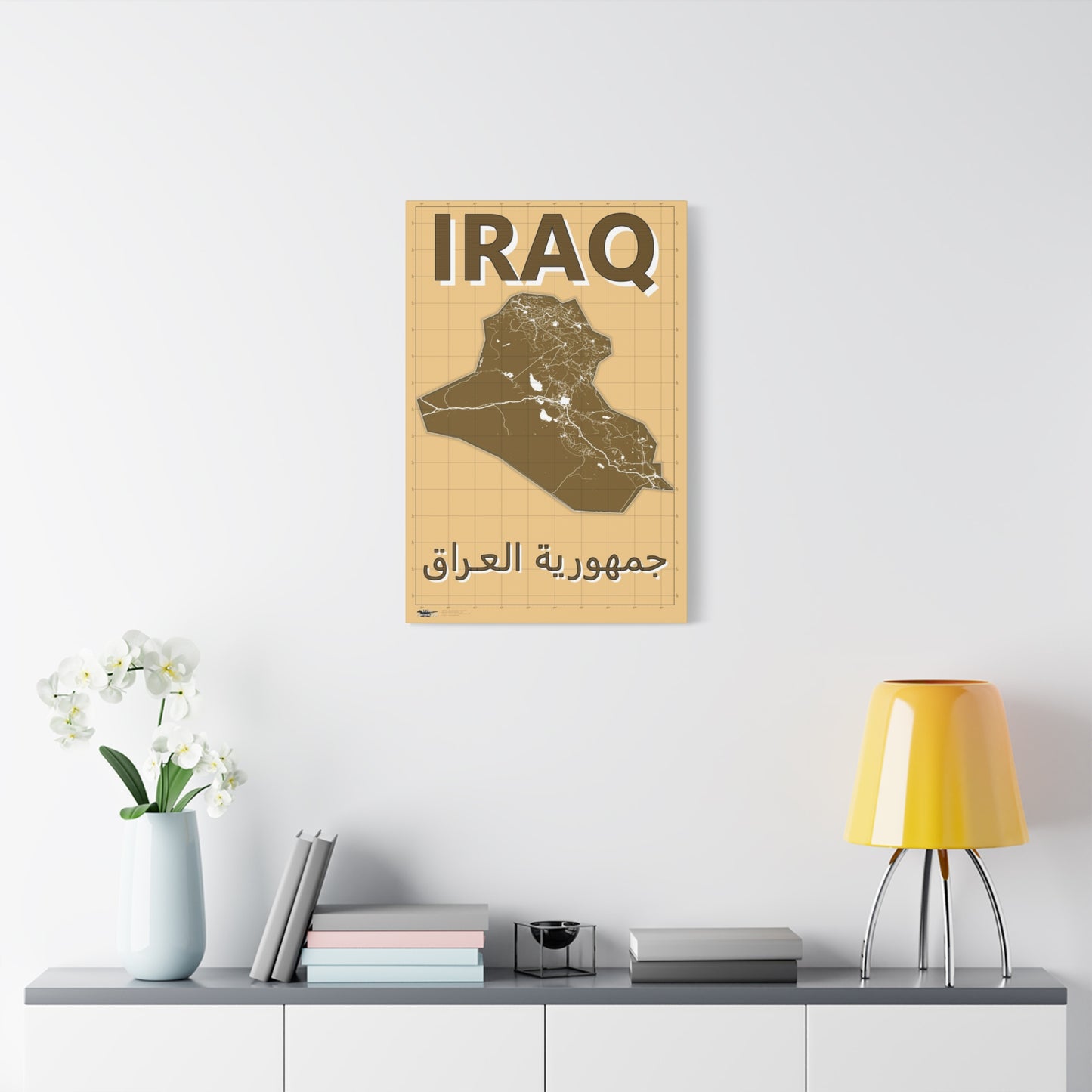 Iraq Desert Camo Map - Matte Canvas, Stretched, 1.25"