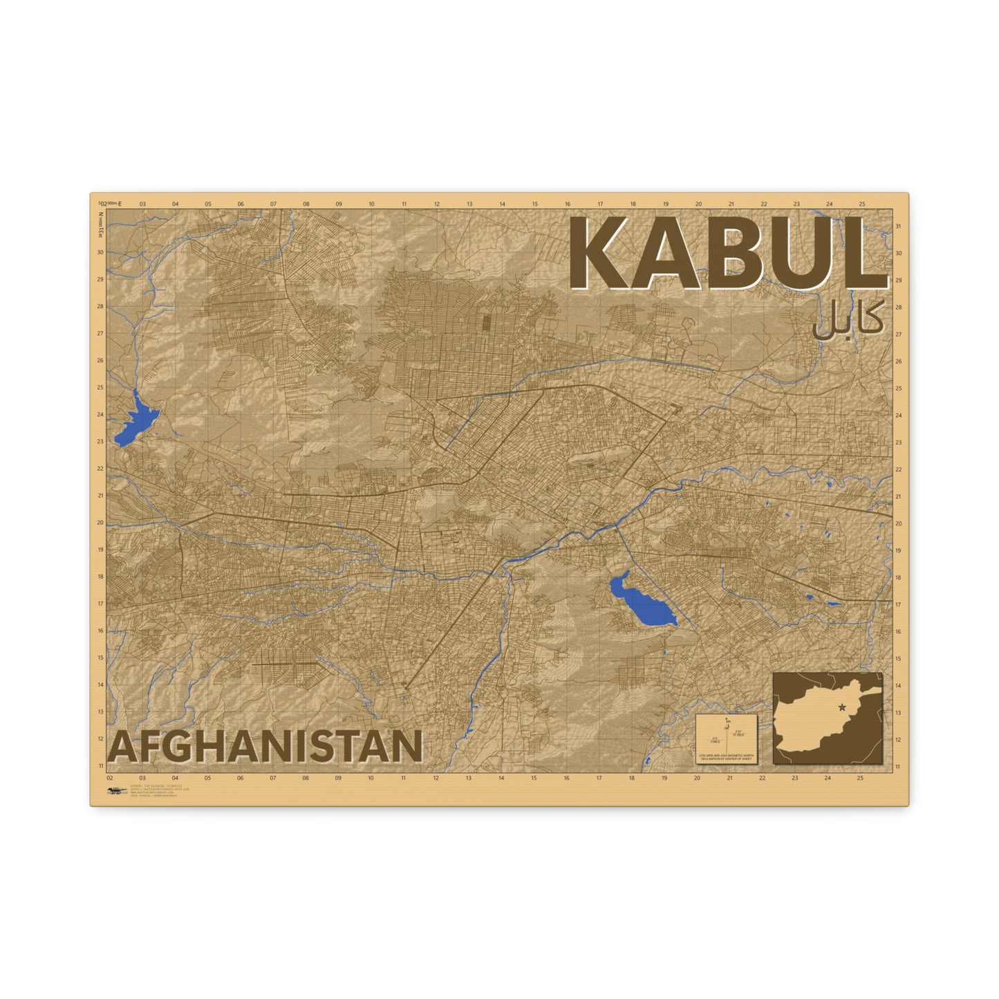 Kabul - Desert Camo - Canvas Map