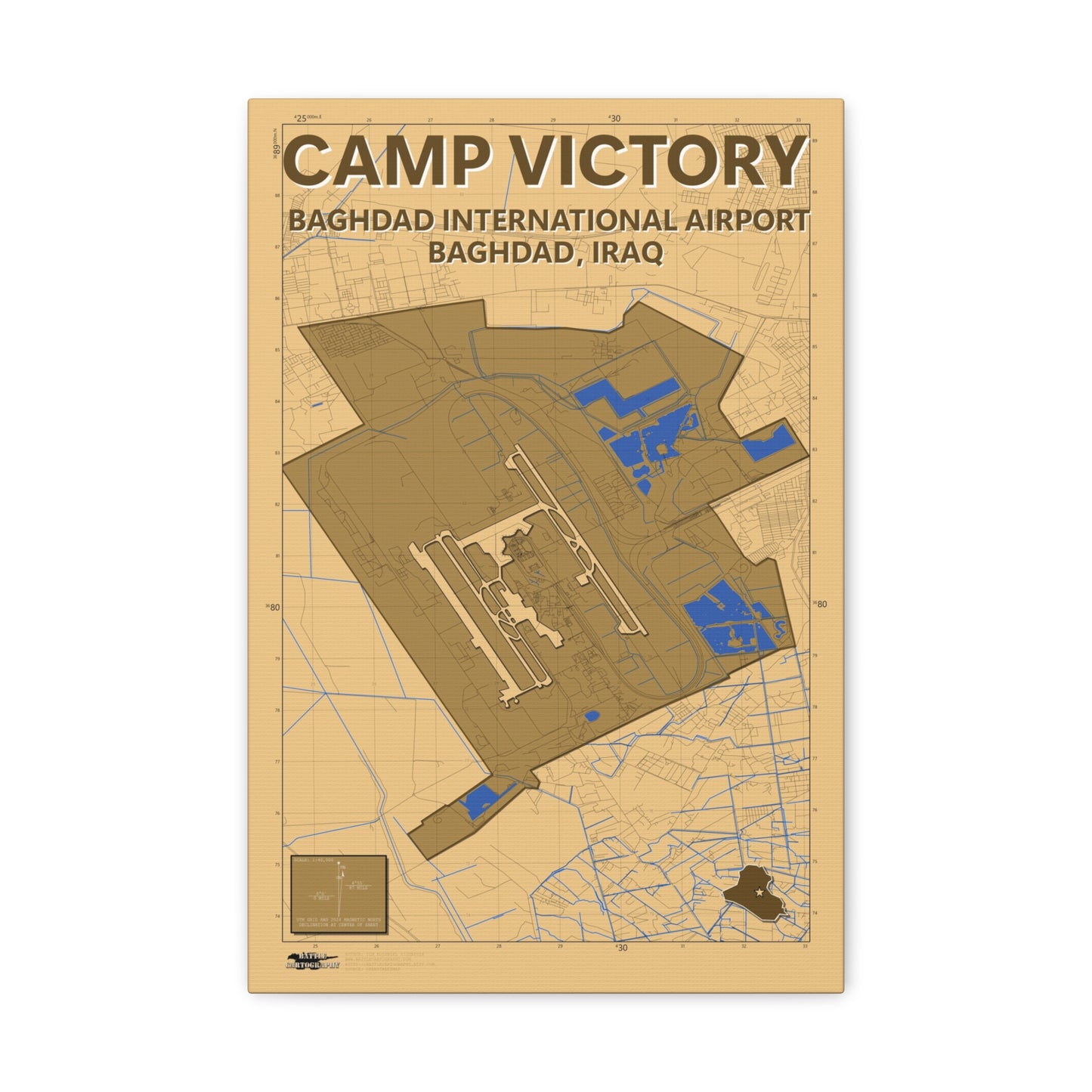 Camp Victory & Baghdad International Airport - Desert Camo - Canvas Map