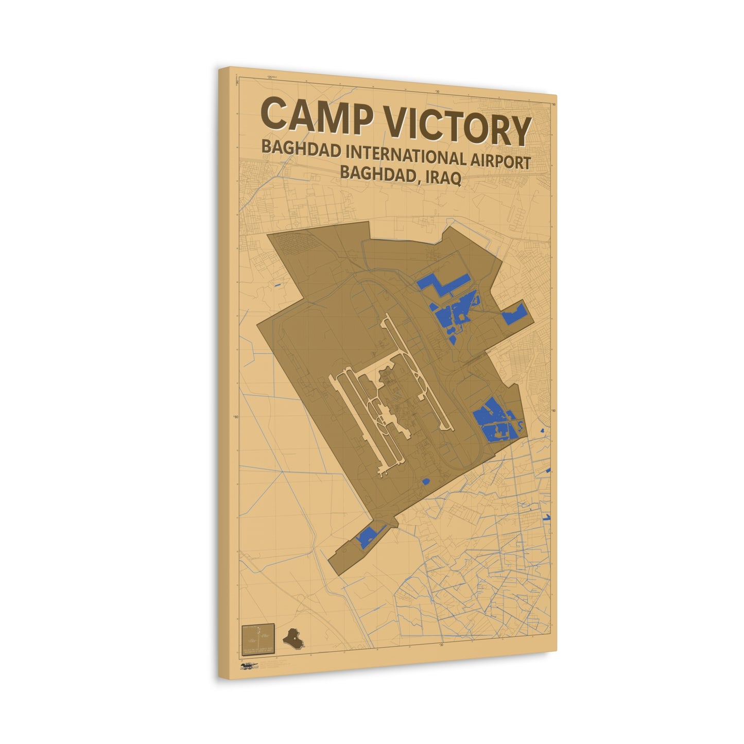 Camp Victory & Baghdad International Airport - Desert Camo - Canvas Map