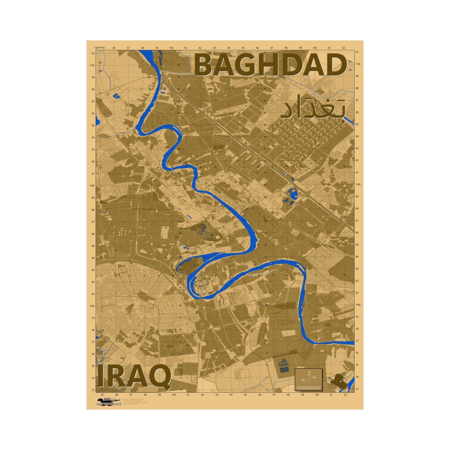 Baghdad - 1:50K Desert Camo Map - Matte Poster