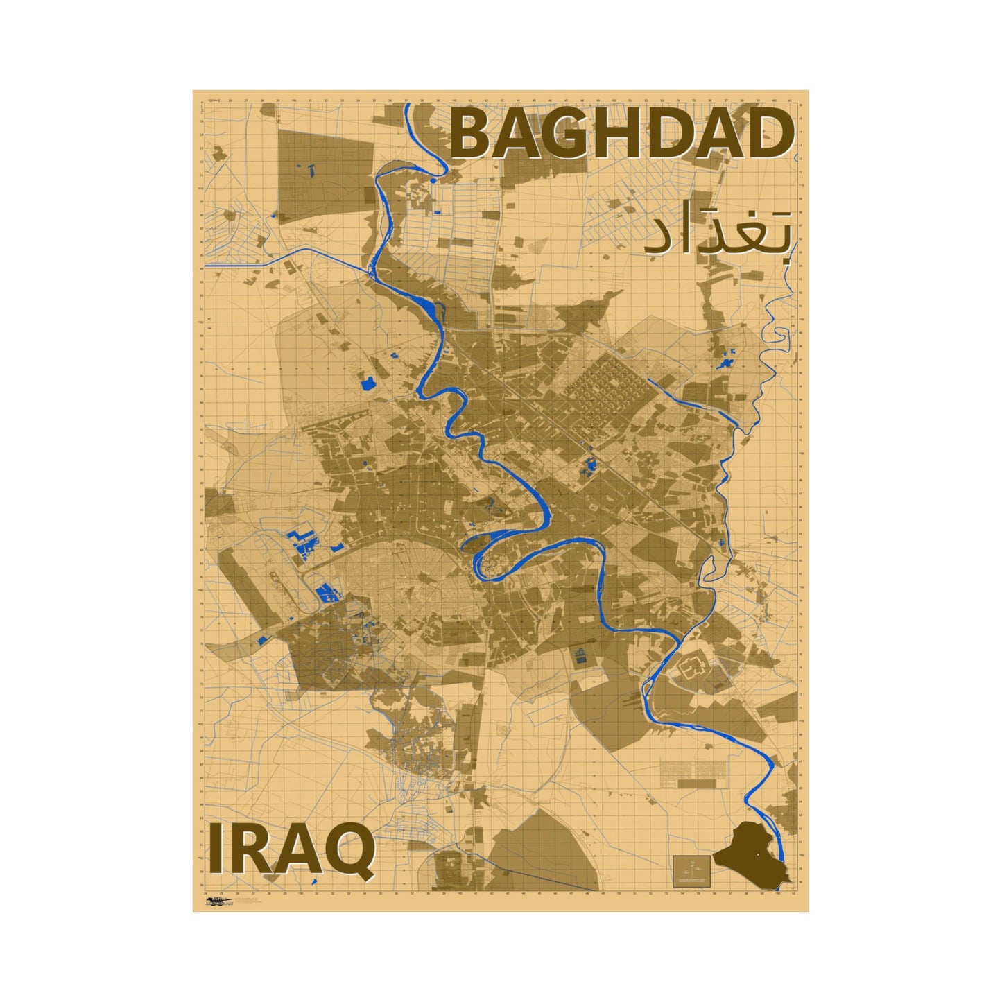 Baghdad - 1:50K Desert Camo Map - Matte Poster