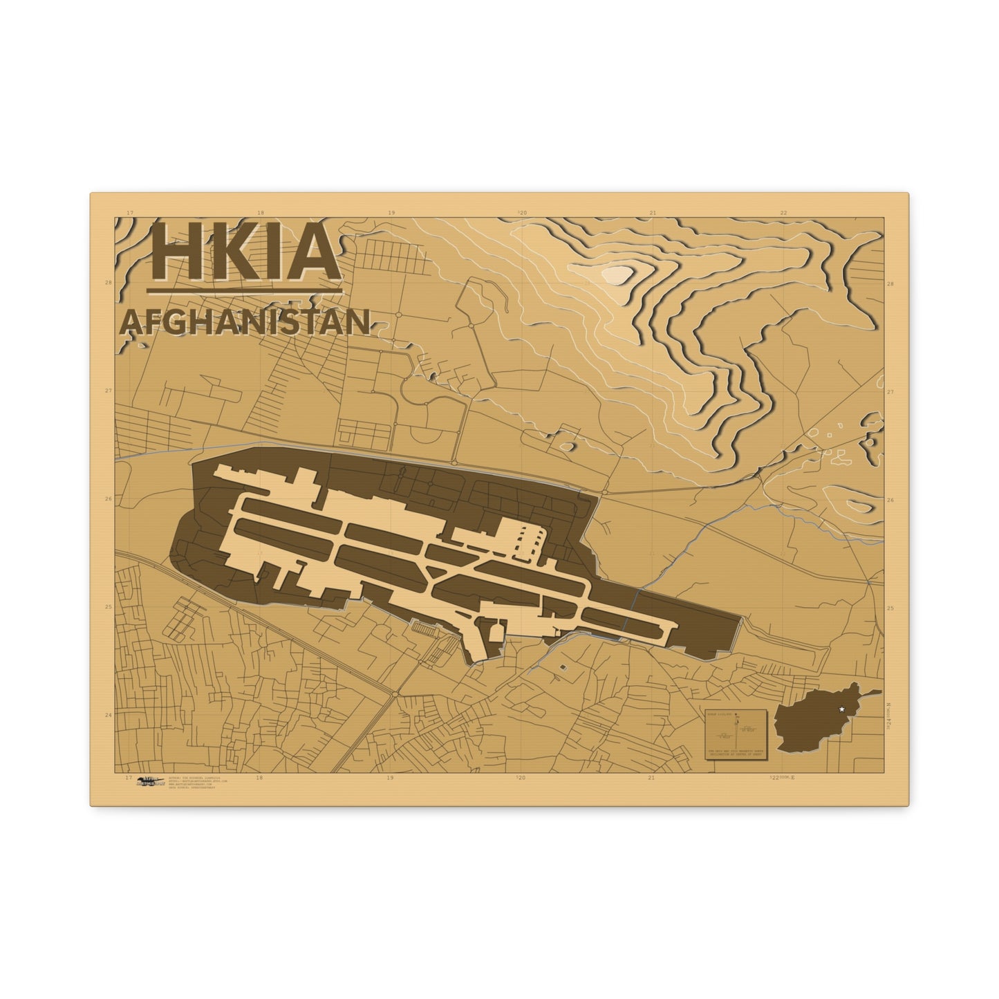 Kabul Airport - Afghanistan - Desert Camo - Canvas Map