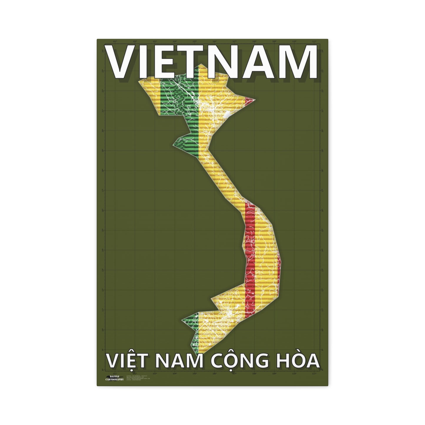 Vietnam Map - Matte Canvas, Stretched, 1.25"